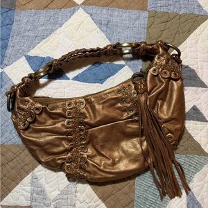 Y2K Isabella Fiore Gold/Copper Metallic Leather Shoulder Bag